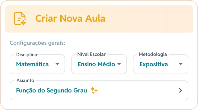 Interface de criação de aula